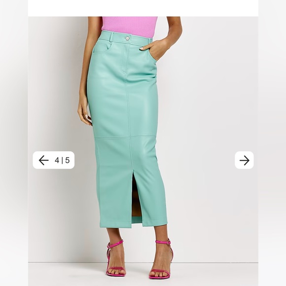 Faux Leather High Waisted Maxi Skirt - Picture 1 of 8
